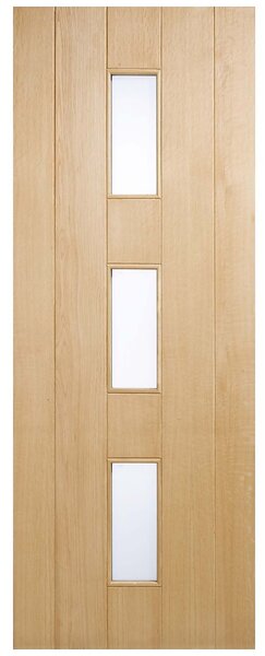 Copenhagen External Glazed Unfinished Oak 3 Lite Door - 838 x 1981mm