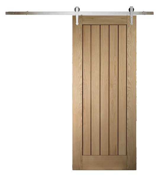 Cottage Oak Sliding Barn Door with Provincial Track 2073 x 862mm