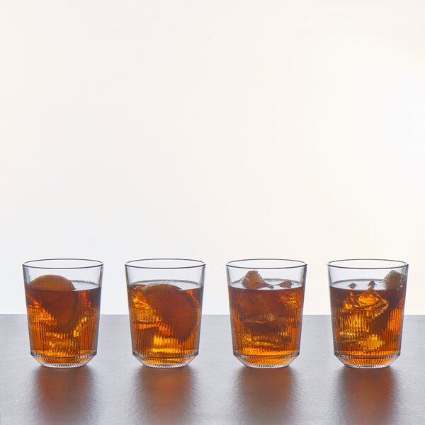 Set of 4 Rayo Old Fashioned Tumbler Glasses Clear