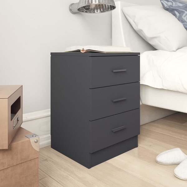 Bedside Cabinet High Gloss Grey 38x35x56 cm Engineered Wood
