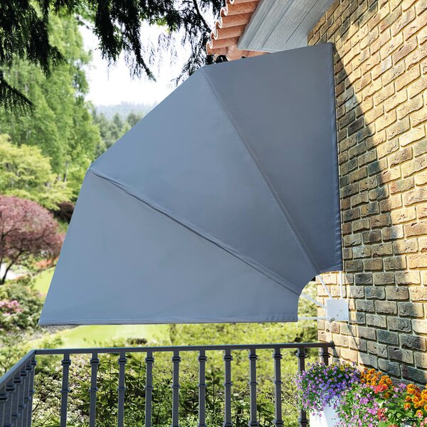 Collapsible Balcony Side Awning Grey 210x210 cm