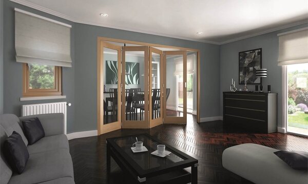 Shaker Oak 1 Light Clear Glazed Interior Folding Doors 4 x 0 2047 x 2545mm