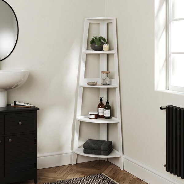 Nautical Corner Ladder Shelving Unit White