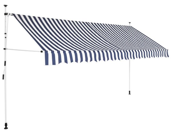 Manual Retractable Awning 350 cm Blue and White Stripes