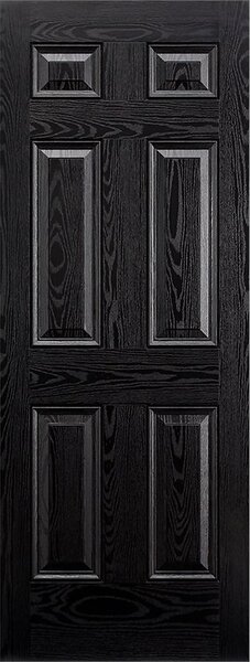 Colonial External Black GRP 6 Panel Door - 838 x 1981mm