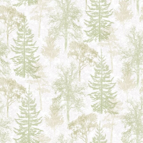 Noordwand Evergreen Wallpaper Trees White and Green