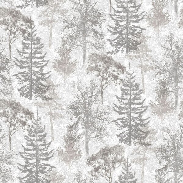 Noordwand Evergreen Wallpaper Trees White amd Grey