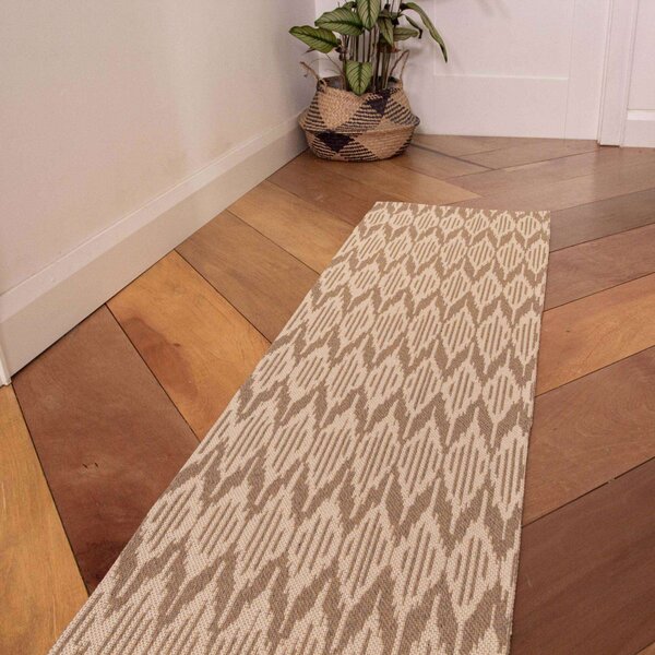 Natural Stripe Woven Runner Sustainable Recycled Cotton Rug - Kendall - 55cm x 240cm Runner