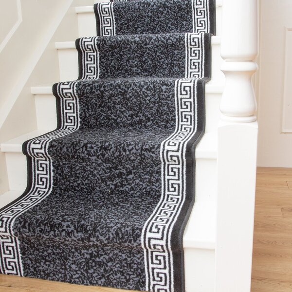 Black Border Stair Carpet Runner - Cut to Measure - Scala - 1ft