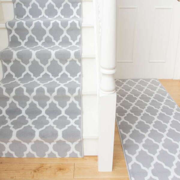 Modern Grey Trellis Stair Carpet Runner - Cut to Measure - Scala - 1ft