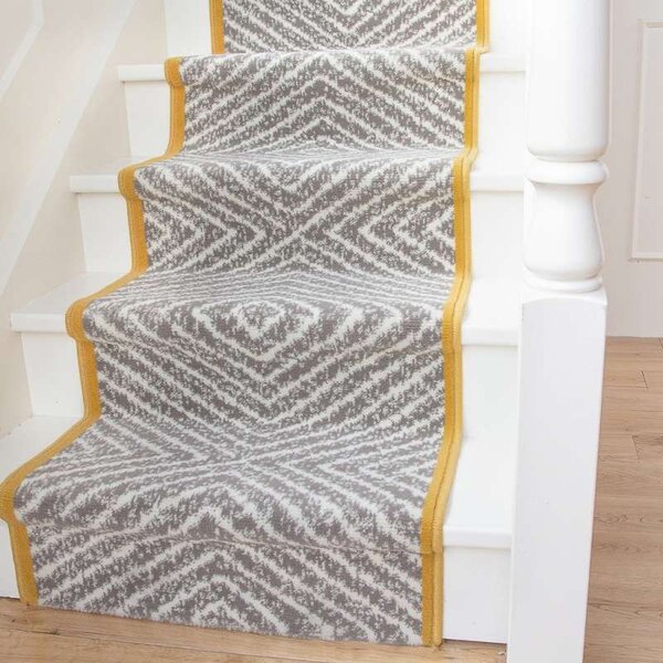 Beige Diamond Print Stair Carpet Runner - Cut to Measure - Scala - 1ft