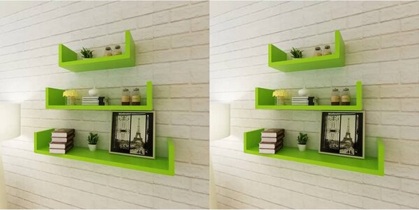Wall Shelves 6 pcs Green
