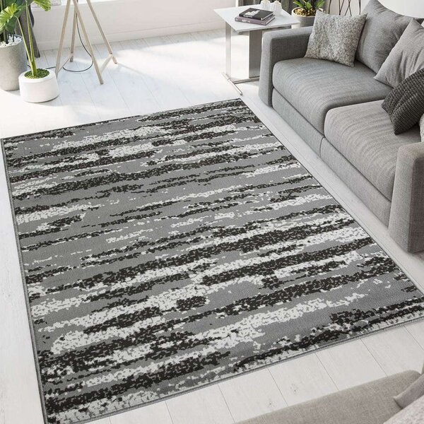 Grey Graphite Ombre Effect Living Room Rug - Milan - 60cm x 110cm