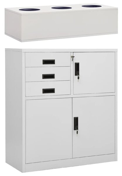 Office Cabinet with Planter Box Light Grey 90x40x125 cm Steel