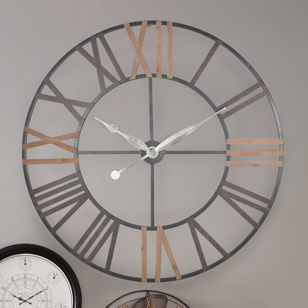 Antique Round Wall Clock, 120cm Grey