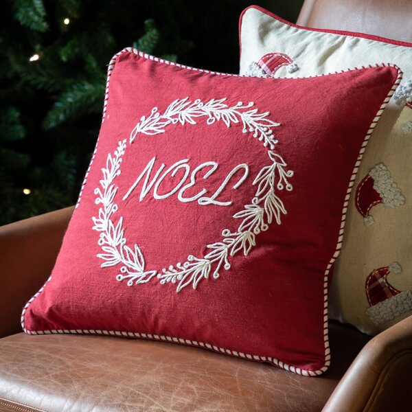 Noel Square Cushion Cover Red/White