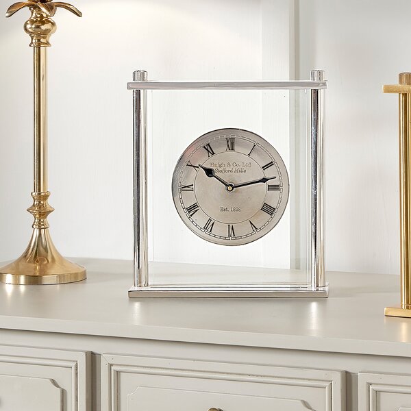Square Framed Mantel Clock Nickel