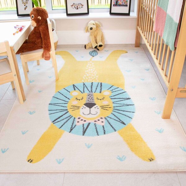 Bright Sleeping Lion Soft Kids Bedroom Rugs - Nino - 80cm x 150cm