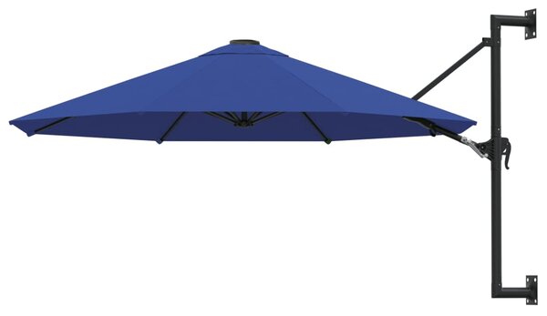 Wall-Mounted Parasol with Metal Pole 300 cm Blue
