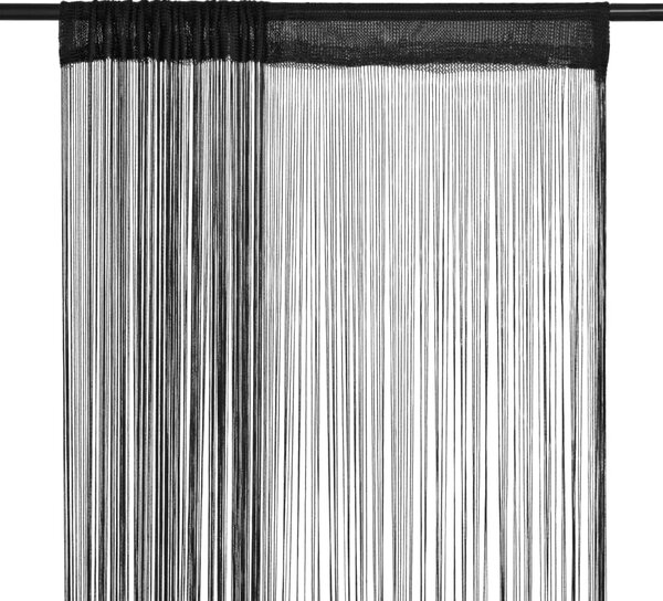 String Curtains 2 pcs 100x250 cm Black