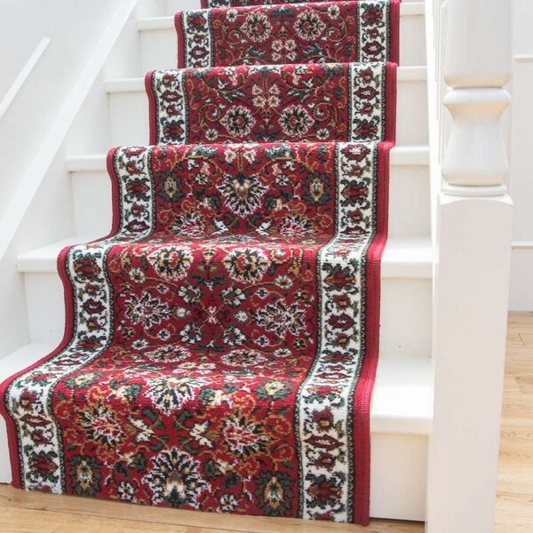 Red Traditional Stair Carpet Runner - Cut to Measure - Scala - 1ft