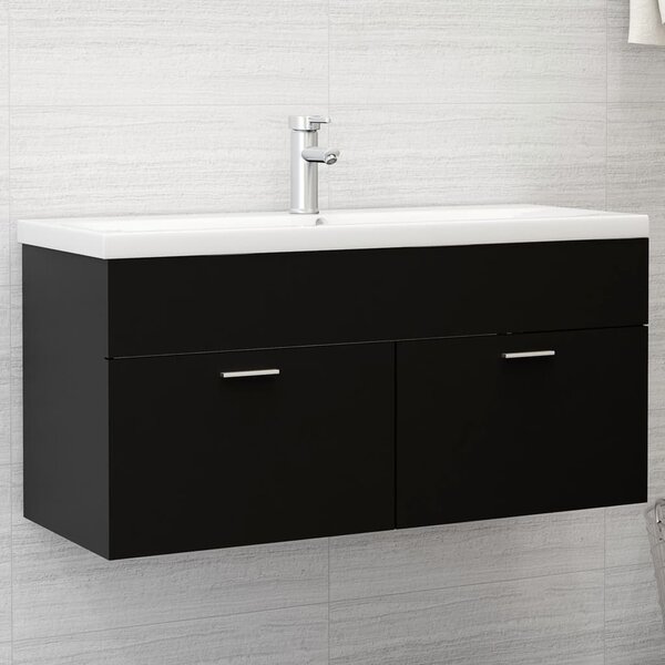 Sink Cabinet Black 100x38.5x46 cm Engineered Wood