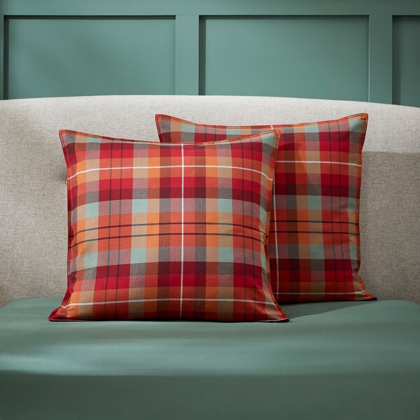 Dorma Maison Check Red Continental Square Pillowcase Pair Red