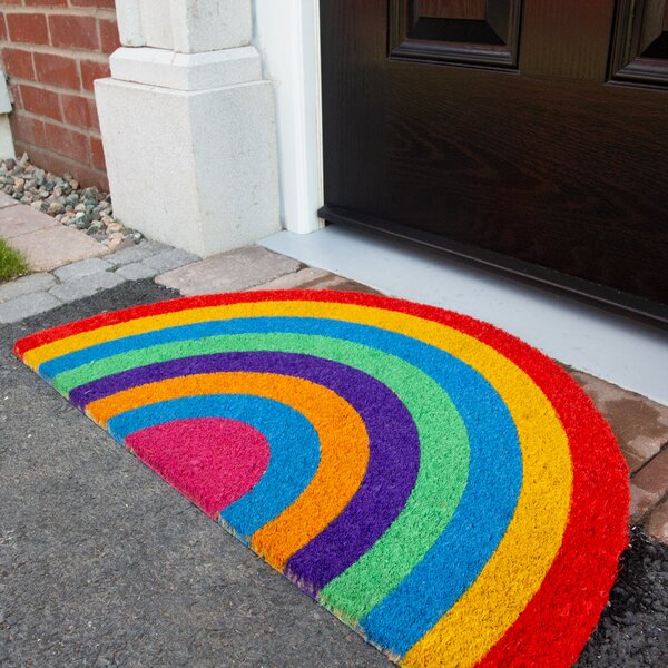 Rainbow Half Moon Coir Entrance Doormat - Doormat - 45cm x 120cm