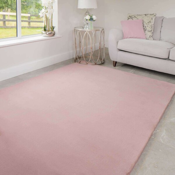 Super Soft Blush Pink Faux Fur Area Rug - Bugsy - 60cm x 110cm