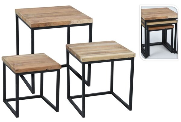 H&S Collection Side Table Set 3 pcs Teak