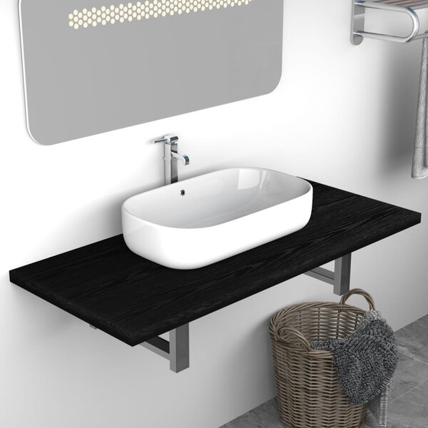 Bathroom Wall Shelf for Basin Black 90x40x16.3 cm