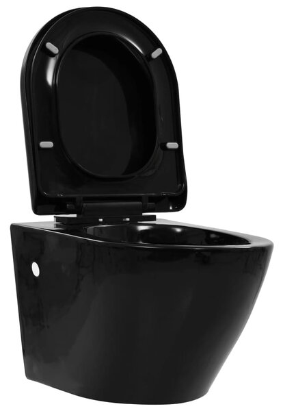 Wall Hung Rimless Toilet Ceramic Black