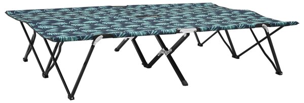Two Person Folding Sun Lounger Leaf Print Steel
