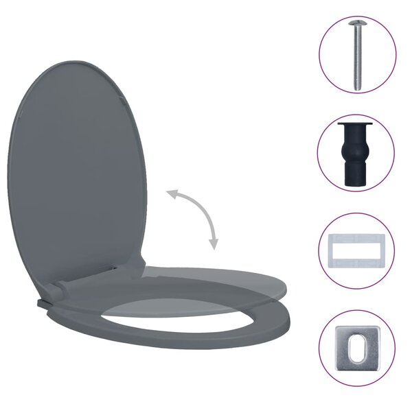 Soft-Close Toilet Seat Quick Release Grey Oval