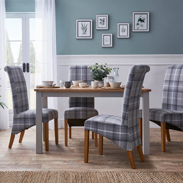 Bromley Rectangular Dining Table with 4 Chester Chairs, Grey Grey