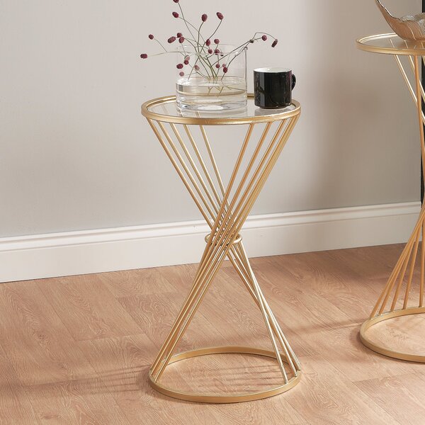 Pacific Liberty Side Table, Iron & Glass Gold