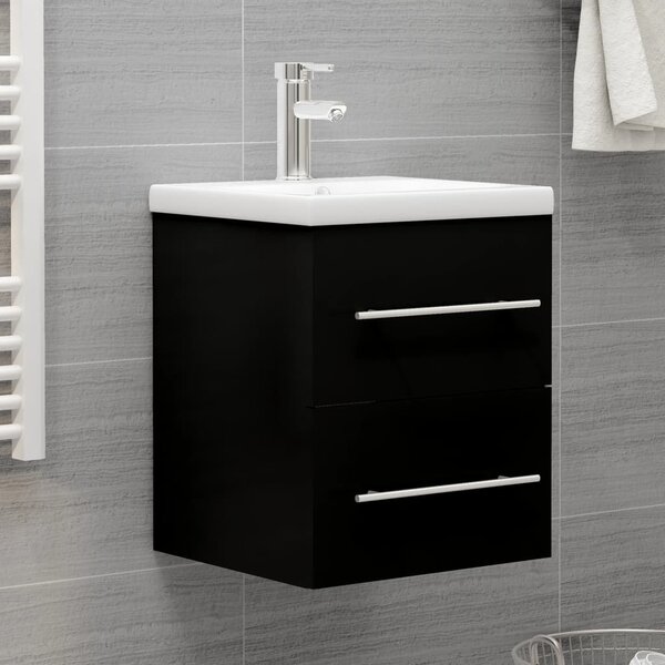 Sink Cabinet Black 41x38.5x48 cm Engineered Wood