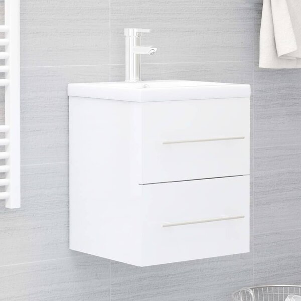 Sink Cabinet High Gloss White 41x38.5x48 cm Engineered Wood