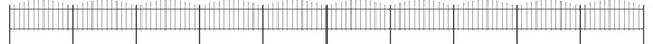 Garden Fence with Spear Top Steel (0.5-0.75)x17 m Black