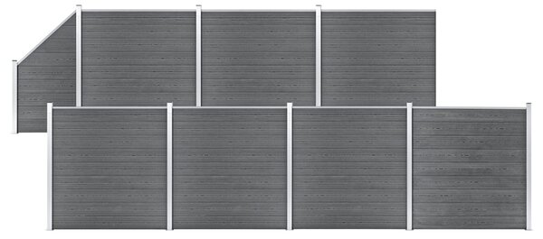WPC Fence Set 7 Square + 1 Slanted 1311x186 cm Grey