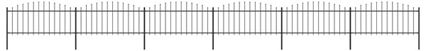 Garden Fence with Spear Top Steel (0.5-0.75)x10.2 m Black