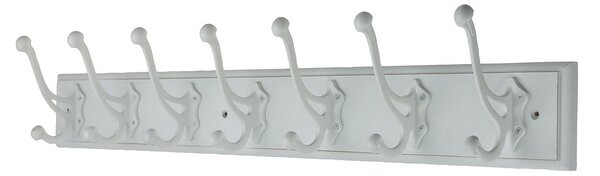 7 White Antique Hooks on Rustic Board