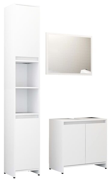 3 Piece Bathroom Furniture Set White Engineered Wood