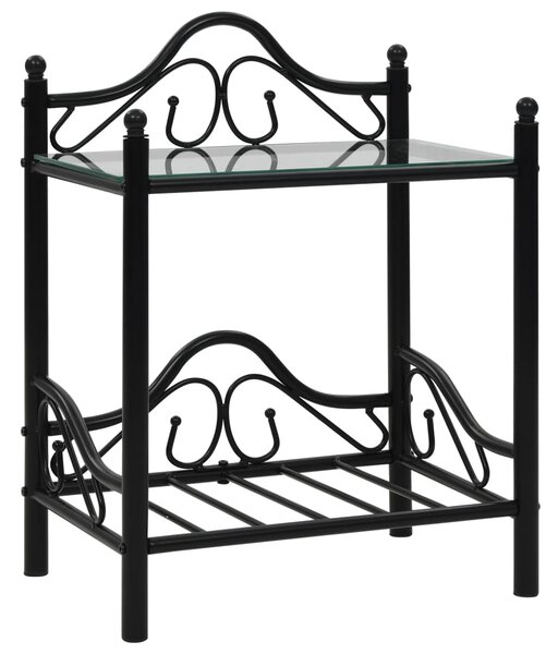 Bedside Tables 2pcs Steel and Tempered Glass 45x30.5x60cm Black