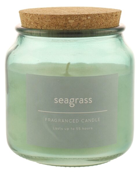Pack of 3 Seagrass Jar Candles with Cork Lid Green