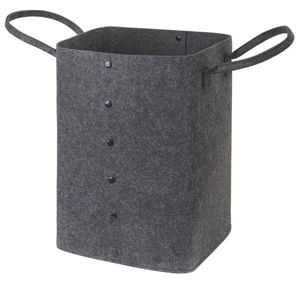 Button Up Felt Storage Basket - Dark Grey
