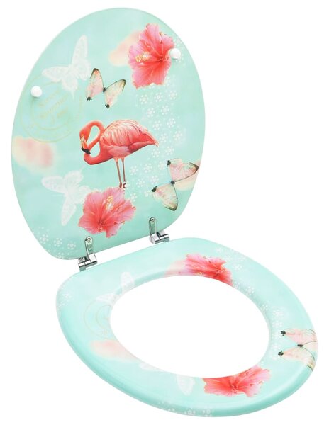 WC Toilet Seat with Lid MDF Flamingo Design