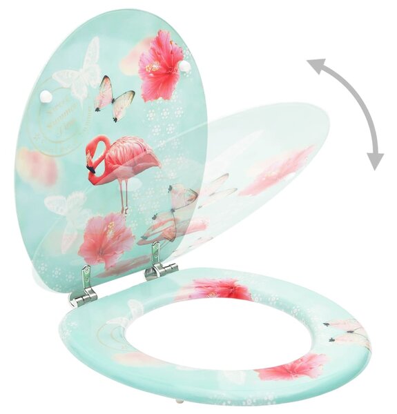 WC Toilet Seat with Lid MDF Flamingo Design