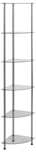 6-Tier Shelf Transparent 30x30x160 cm Tempered Glass