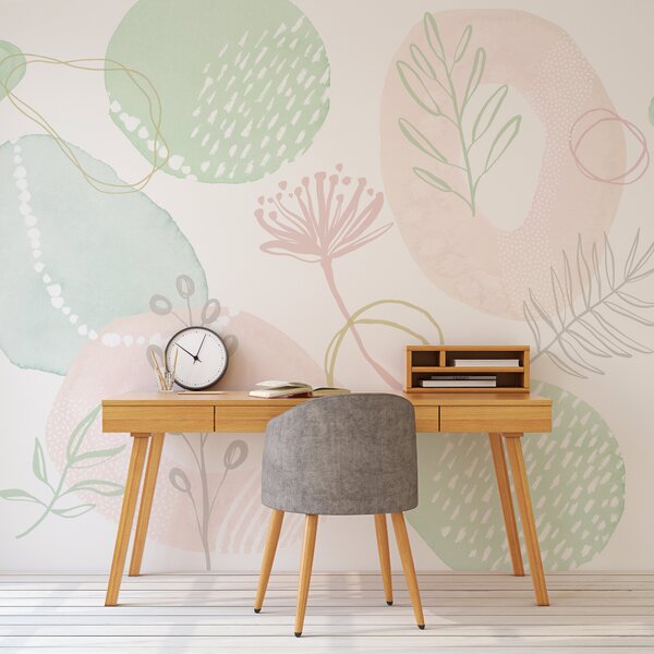 Abstract Pattern Mural Pink/Green